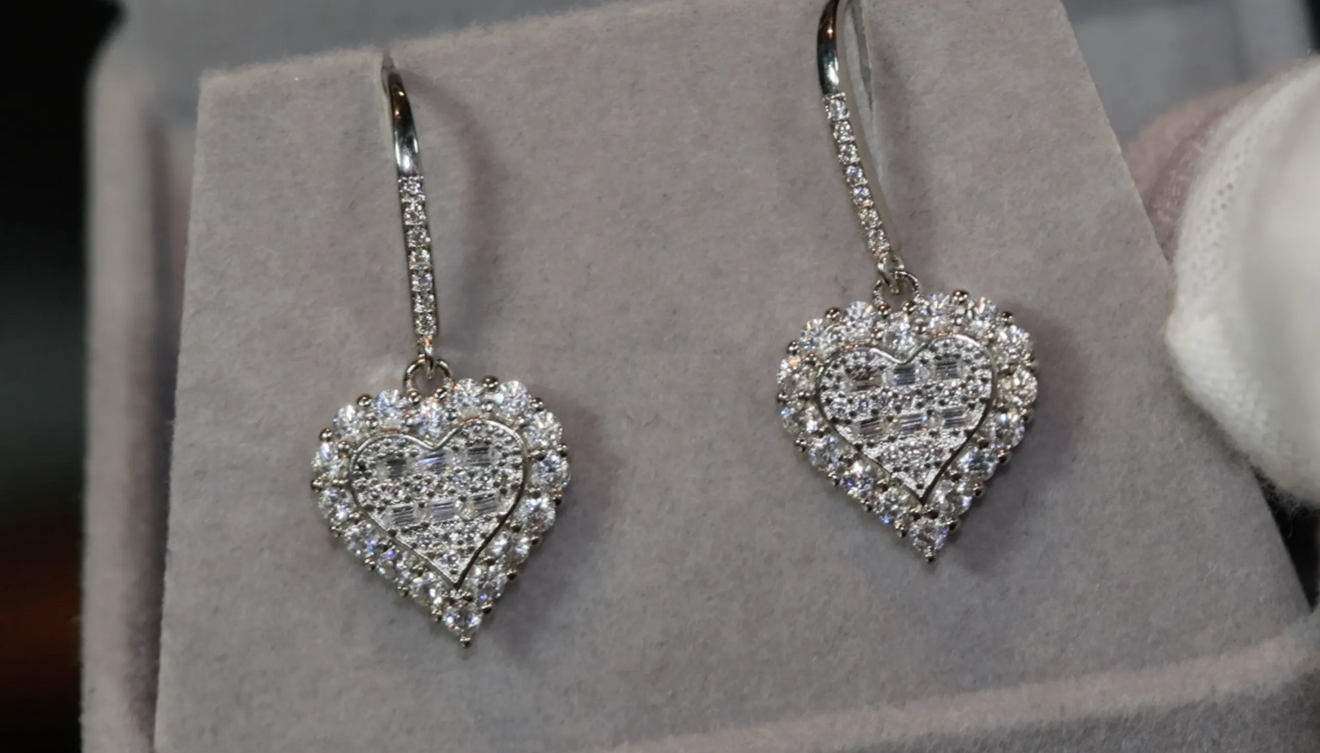 Womens Heart Diamond Earrings | Womens Diamond Heart Earrings