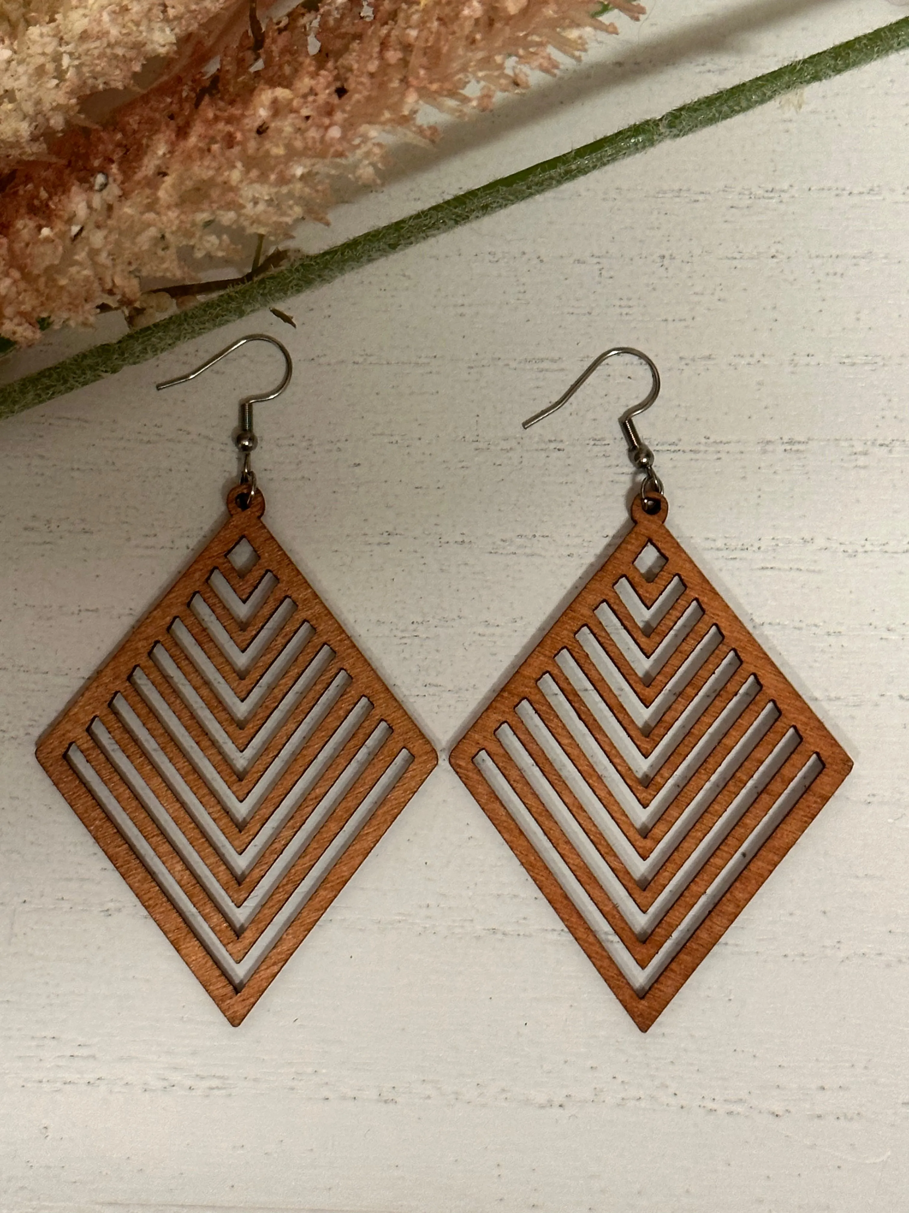 Wooden Dangle Earrings Style 1