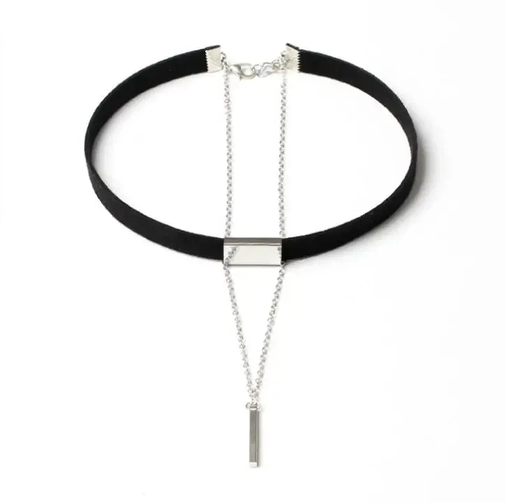 XIYANIKE New Black Velvet Choker Necklace Gold Chain Bar Chokers Necklace For Women collares mujer collier ras du cou N664