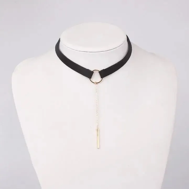 XIYANIKE New Black Velvet Choker Necklace Gold Chain Bar Chokers Necklace For Women collares mujer collier ras du cou N664
