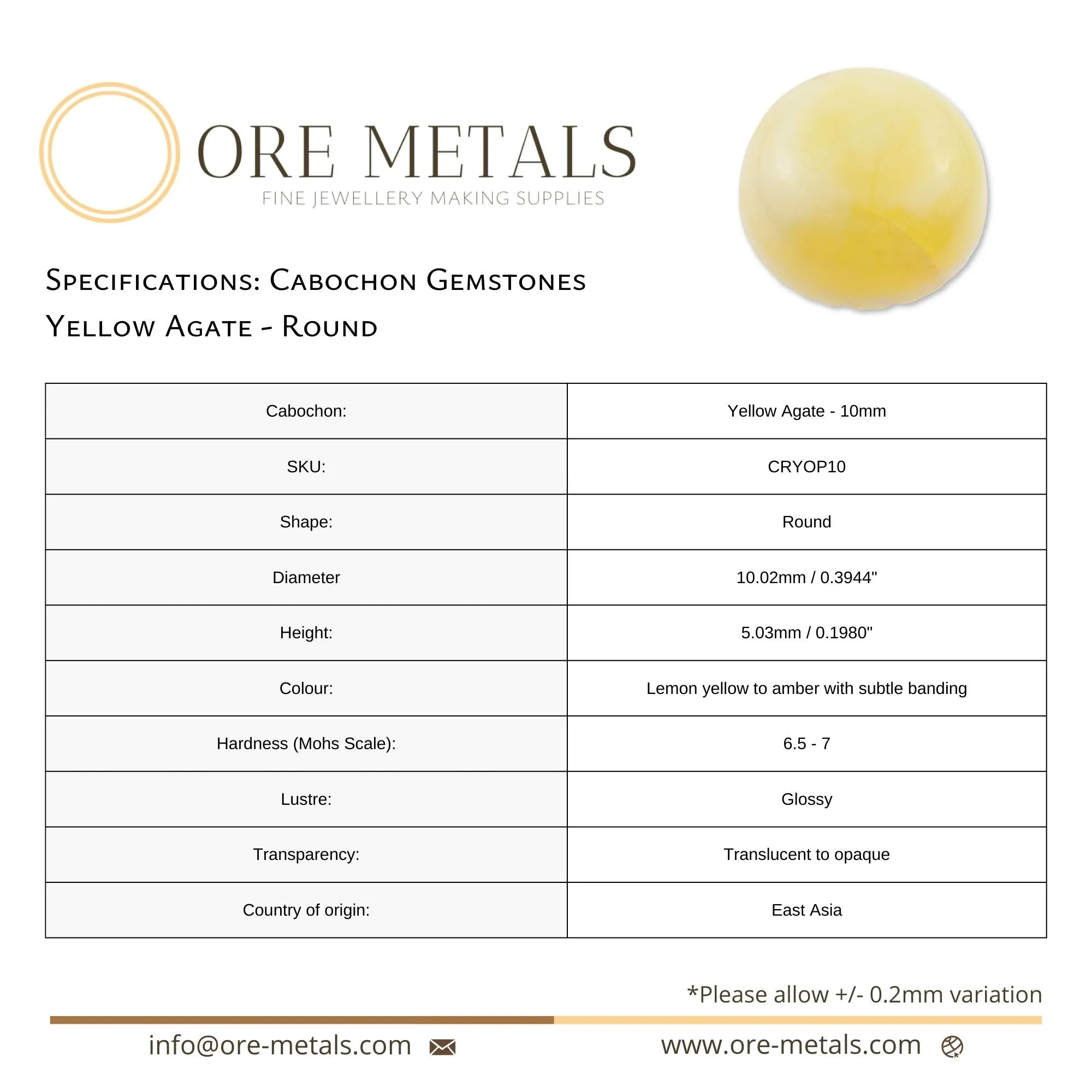 Yellow Agate - Round Cabochon