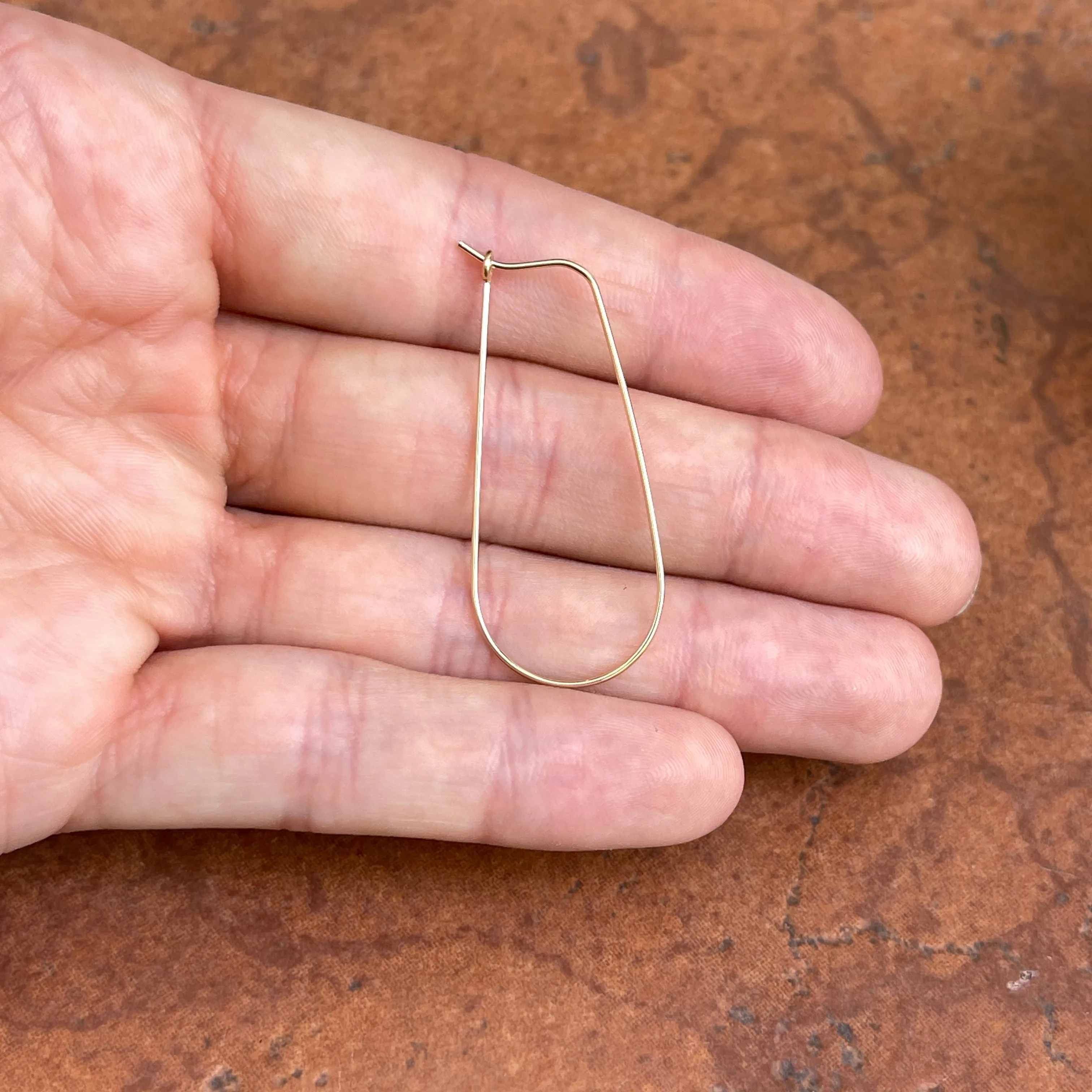 Yellow Gold-Filled Thin Wire Teardrop Hoop Earrings 40mm