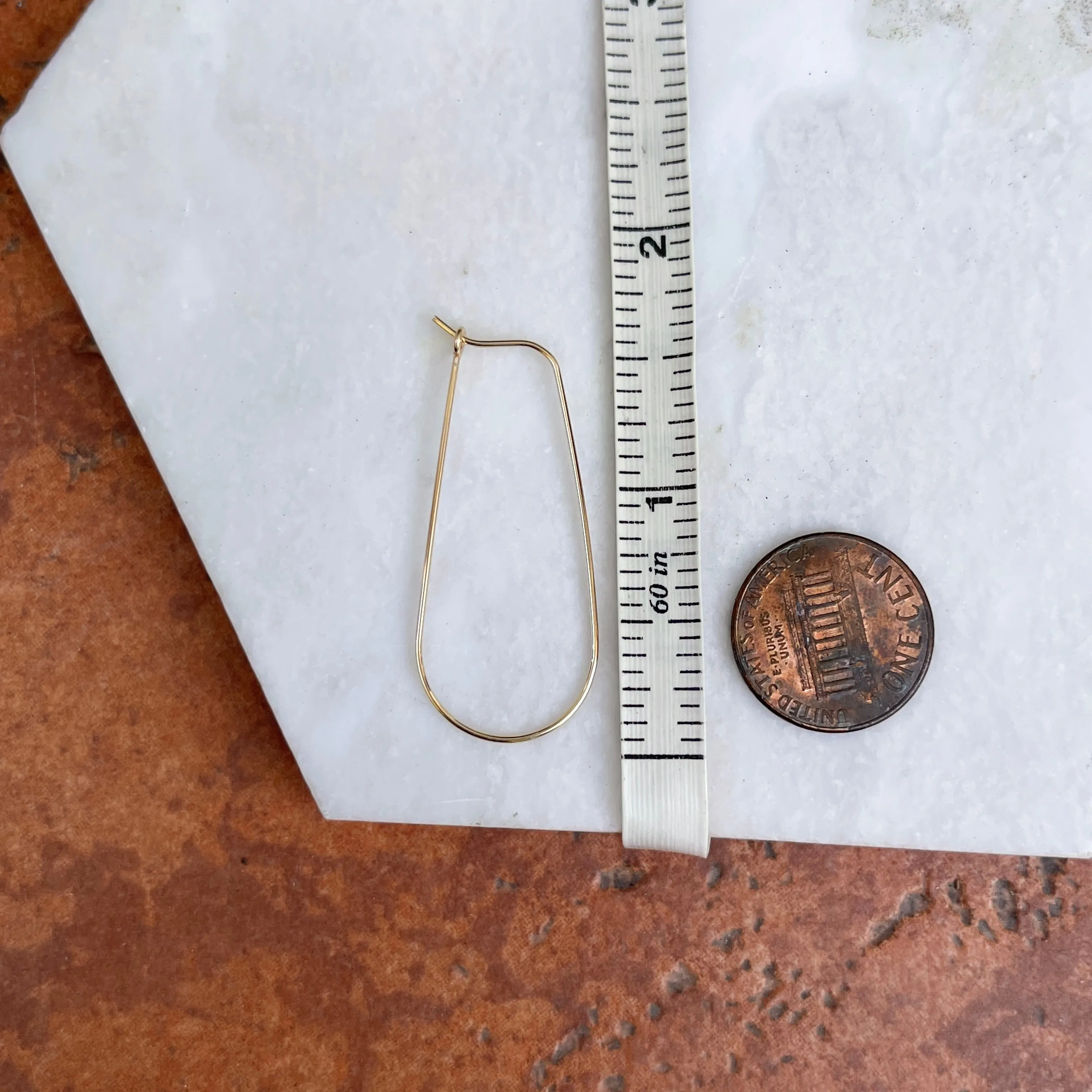 Yellow Gold-Filled Thin Wire Teardrop Hoop Earrings 40mm